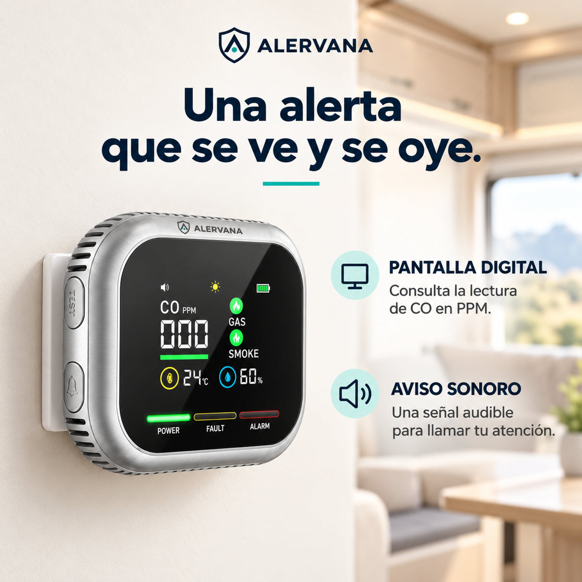 ALERVANA™ — Detector de gas y monóxido de carbono 6 en 1