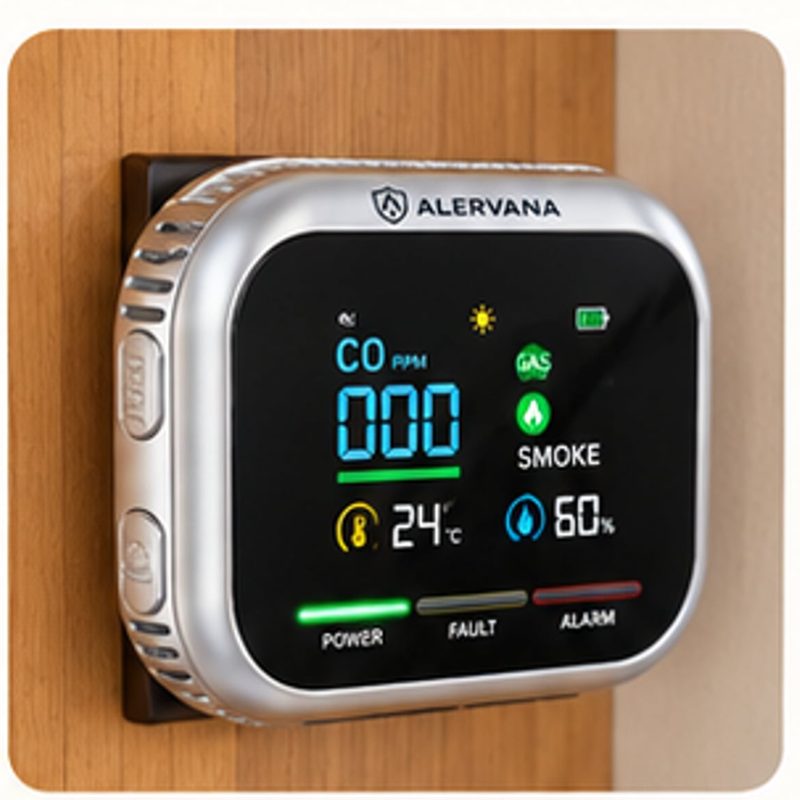 Primer plano del detector ALERVANA en la pared